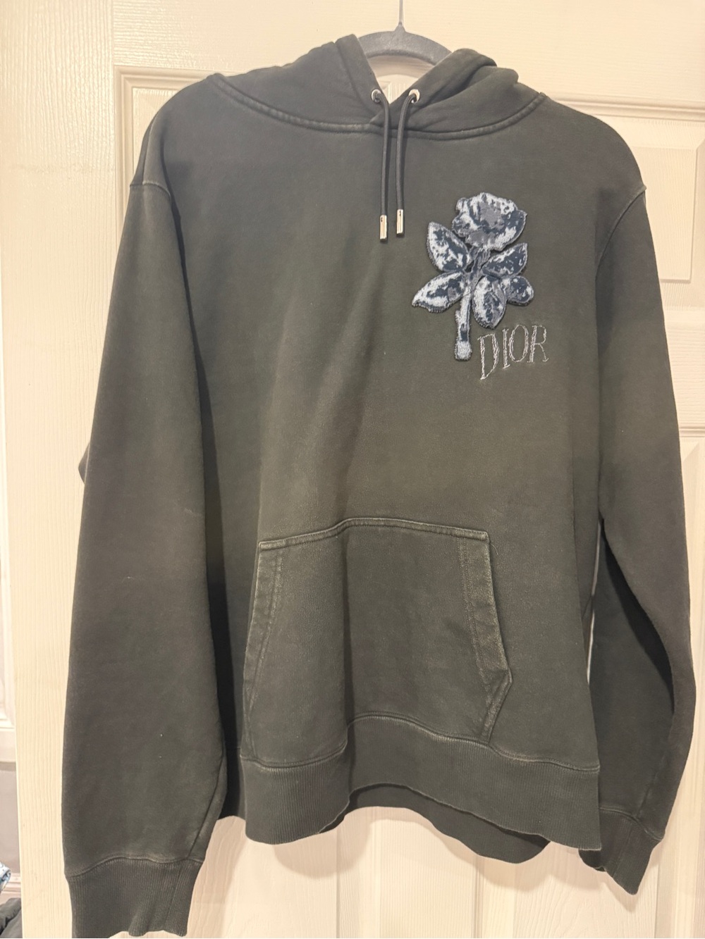 Dior Black Hoodie with Silver-Tip Drawstrings